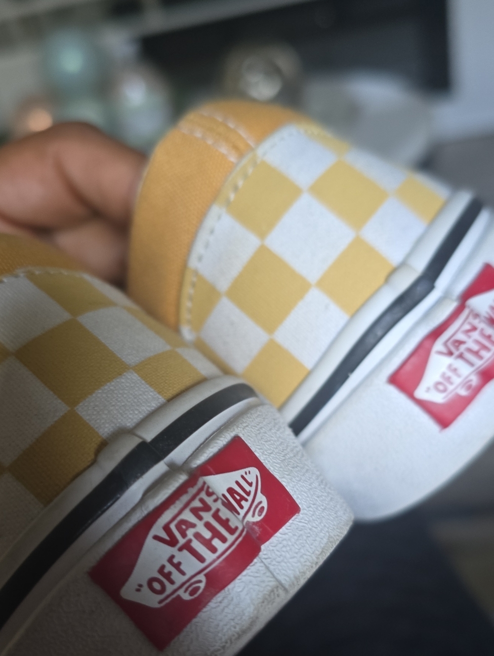 Vans Yellow and White Checkerboard Slip-On Sneakers - Picture 16 of 16